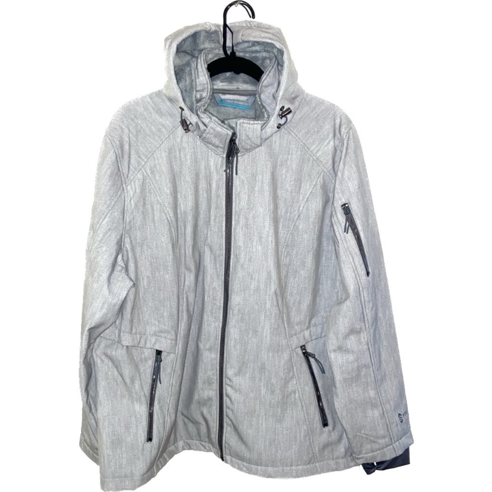 Free Country Grey Womens Zip Jacket With Hood 1XL 2XL 3XL NWT - Picture 2 of 9